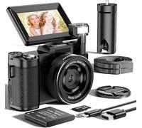 Camara de Fotos 5K 64MP Zoom Digital 18X Camara Digital Enfoque Automático, Pantalla IPS de 3" 180°, Camara Vlogging con Tarjeta de Memoria de 32GB, Batería de 800mAh, Ideal para Principiantes Jóvenes