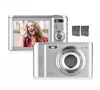 Cámara de Fotos Digital Compacta Andoer de 48 MP, 2,7 K, 2,88 Pulgadas, Enfoque Automático, Antivibración, con 2 Pilas, Correa de Mano, Bolsa de Transporte para Niños, Jóvenes
