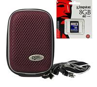 Cámara de Fotos Funda Hard Box Maybox Memory Ciruela + 8 GB SD Tarjeta para Canon IXUS 220 285 275 265 255 160 165 170 175 180 285 170 155 510