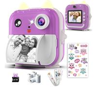 Camara de Fotos Instantaneas Doble Lente de 48MP, Video 1080P, Impresión Térmica, 4 Rollos de Papel - Filtros Divertidos & Juegos - App Bluetooth, Tarjeta de 32GB - Regalo para Niñas & Niños - Morado