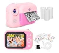 Cámara de impresión instantánea para niñas con pantalla grande de 3.5 pulgadas, regalos de Navidad, Halloween, cumpleaños para niños y niñas de 3 años en adelante, cámaras duales delanteras traseras