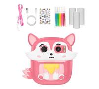Cámara de impresión instantánea para niños con 3 rollos de papel fotográfico de silicona, diseño de animales, video 1080P, doble lente, fácil de viajar, diseño animal de 48 MP, cámara de impresión
