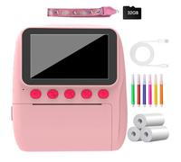 Cámara de impresión instantánea para niños con bolígrafo para colorear de tarjeta de 32 GB, diseño retro 1080P para edades de 3 a 12 años, durabilidad y materiales seguros, cámara de impresión