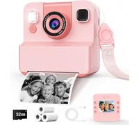 Cámara de impresión instantánea para niños con lente selfie abatible, cámara digital para niños pequeños con 3 rollos de papel de impresión, regalo de cumpleaños portátil para viajes de Navidad y