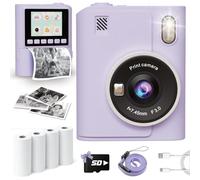 Cámara de impresión instantánea para niños, regalos de cumpleaños de Navidad para niñas de 3, 4, 5, 6, 7, 8, 9, 10 años, juguete portátil con tarjeta SD de 32 GB y 3 rollos de papel de impresión