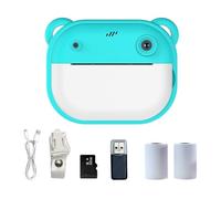 Cámara de impresión térmica for niños, Juguete inalámbrico con Bluetooth, impresión instantánea sin Tinta, Foto, Nota, cámara for niños, Estudio de educación temprana, Juguete for Regalo(Green-32G)