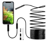 Cámara de inspección endoscópica, endoscopio impermeable con luces LED ajustables, cable semirrígido para una navegación flexible, Plug-and-Play