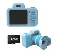 Cámara de Juguete for niños, Flash 1080P, Foto, vídeo, minicámara, Pantalla de 2,0 Pulgadas, Lente Larga, Zoom, cámara Digital for niños, Regalos Festivos de cumpleaños(Blue Add 32GB)