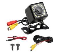 Cámara de Marcha Atrás Coche 1080P Ultra HD, 12 LED Visión Nocturna Súper, IP68 Impermeable 170° Gran Angular, 12V-24V Cámara Trasera Universal para SUV Camiones Automóviles Pickup Furgonetas