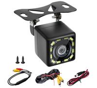 Cámara de Marcha Atrás para Coche 1080P, Respaldo Visión Nocturna Súper 12 LED 170° Gran Angular IP68 Impermeable, 12V-24V Cámara Trasera para Automóviles SUV Camiones Pickup Furgonetas 6M Linea