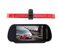Cámara de marcha atrás para luz de freno de coche, dos lentes, carcasa trasera plana, compatible con Hella 2DA 343 106-201 y kit de monitor (kit de 5 pulgadas) (kit de 7 pulgadas)