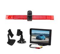 Cámara de marcha atrás para luz de freno de coche, dos lentes, carcasa trasera plana, compatible con Hella 2DA 343 106-201 y kit de monitor (kit de 5 pulgadas) (kit de 5 pulgadas)