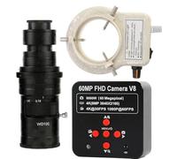Cámara de microscopio de vídeo Industrial 4K 60MP HDMI USB TF y lente de montaje en C 200X con anillo de luz ajustable de 56 LED
