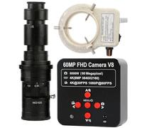 Cámara de microscopio de vídeo Industrial 4K 60MP HDMI USB TF y lente de montaje en C 500X con anillo de luz ajustable de 56 LED