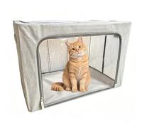 Cámara de oxígeno para mascotas, caja de atomización de oxígeno para gatos, perros, tela de lino, plegable, con agujeros laterales, criadora para golosinas para la tos, accesorios humidificadores para