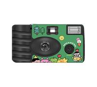 Cámara de película retro desechable con 27 fotos integradas, fácil de operar para principiantes y viajeros para principiantes de fácil uso al instante