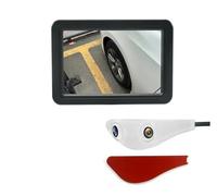 Cámara De Punto Ciego con Monitor Digital De Espejo Retrovisor DVR De 5 Pulgadas con Lente Dual para Interior De Coche Cámara Reserva Coche(Left Side White)