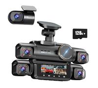 Cámara de salpicadero AI delantera y trasera interior, 4 canales 3K + 1080P x 3 con sistema de monitor de conducción inteligente, cámaras de coche de visión de 360°, GPS Wi-Fi de 5 GHz, cámara para