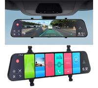 Cámara de Salpicadero con Espejo de 12 Pulgadas, 4G WiFi 1080P Pantalla Táctil Cámara de Respaldo de Visión Delantera y Trasera para Android 8.1, Grabadora de Coche WDR con