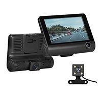 Cámara de salpicadero de 3 Canales 4 Pulgadas TFT LCD Coche DVR, Parte Delantera Interior Trasera de Tres vías visión Nocturna HD 1080P, Gran Angular de 140 ° con Sensor G Detector