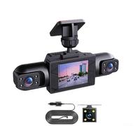 Cámara de salpicadero de 360 grados y 4 canales, 4 K frontal y 1080P lateral trasera, pantalla IPS de 3.16 pulgadas DVR para coche con detección de movimiento, grabación de ciclo (cuatro lentes)