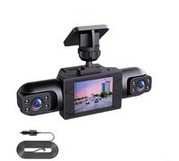 Cámara de salpicadero delantera y trasera, sistema de cámara de salpicadero de coche de visión completa de 360°, con cámara frontal 4K UHD y lentes laterales y traseras de 1080P, pantalla IPS de 3.16