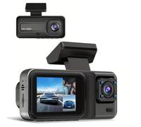 Cámara de Salpicadero para Coche 1080P, Grabadora de Conducción DVR, Pantalla IPS de 2 Pulgadas, ángulo Amplio de 170°, Visión Nocturna Triple, Frontal, Interior y Trasera.