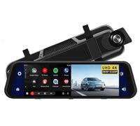 Cámara de salpicadero para Coche 4K+1080P con DVR, Carplay, Android Auto, GPS, 5G, WiFi, AUX, transmisión en Directo, Espejo retrovisor(WIFI-GPS-24H Kit,No Card)
