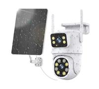 Cámara de Seguridad, 4MP+4MP 8MP Dual Lens Battery Solar WiFi Dual Screen Human Motion Tracking Outdoor Security Surveillance FHD Camera(Camera 32G)