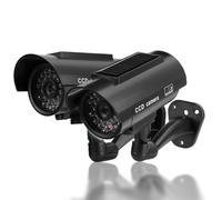 Cámara de Seguridad Falsa, Cámara Simulada Impermeable con Energía Solar y Luz LED Intermitente para Uso en Interiores y Exteriores