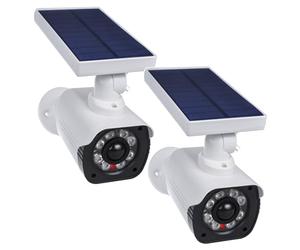 Cámara de seguridad falsa con energía solar IP66 | LED rojo parpadeante | Sensor de movimiento | Resistente a la intemperie | Aspecto realista de cámara para uso en interiores y exteriores (2)