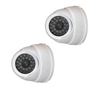 Cámara de seguridad falsa con luz LED, funciona con pilas, diseño realista para el hogar, tienda, garaje, cámara de seguridad protectora resistente a la intemperie