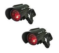 Cámara de seguridad falsa simulada alimentada por energía solar, bala de vigilancia CCTV con LED simulado, luz intermitente roja realista y calcomanía de advertencia de seguridad para interiores y