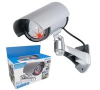 Cámara de seguridad ficticia luz indicadora integrada plata