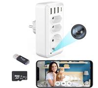 Cámara de Seguridad Oculta,Mini cámara espía,Audio y vídeo inalámbrico WiFi,HD 1080p,Cámara de Seguridad Oculta,para vigilancia doméstica,con 3 enchufes EU 3 Puertos USB 1 Puerto Tipo-c
