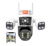 Cámara de seguridad para exteriores Cámara IP WiFi 6K de 12MP con tres lentes, vista panorámica, cámara IP PTZ for exteriores, seguimiento IA, protección de seguridad, cámaras de vigilancia CCTV Fácil