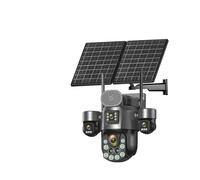 Cámara de seguridad PTZ Solar con SIM 4G, cuatro pantallas, AOV, grabación de 24 horas, 31200mah, Zoom óptico 60X for exteriores, cámara de vigilancia con seguimiento automático(4G Camera 128G)