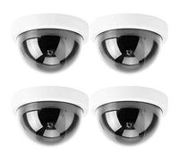 Cámara de Seguridad Simulada CCTV Alta Simulación 4pcs Cámara de Seguridad cámara CCTV Dome Hemisférico Cámara Dummy con Luz LED Intermitente,para Exteriores(White)
