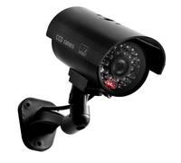 Cámara de seguridad simulada para vigilancia del hogar, sistema de videovigilancia falso con luces rojas intermitentes realistas y pegatina de