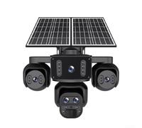 Cámara de seguridad solar 4G, sistema de vigilancia exterior de lente cuádruple de 20 MP con grabación 24/7, 20100 mAh, IP66 resistente a la intemperie, visiones nocturnas a todo color