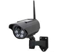 Cámara de seguridad solar falsa con detección de movimiento, rotación de 360°, impermeable, luz de vigilancia simulada para exteriores, con LED rojo intermitente para jardín, patio y disuasión de