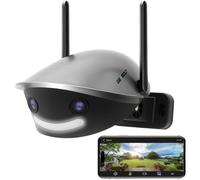 Cámara de Seguridad WiFi GENBOLT para Exteriores 2.5K, Cámara de Vigilancia para el Hogar CCTV 4MP con Lente Dual, Cámara IP Panorámica de 180° con Visión Nocturna en Color