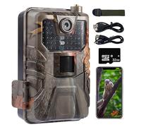 Cámara de sendero con video de 24 MP y 2.7 K y visión nocturna, 0.3 s activado por movimiento, impermeable para caza y monitoreo de vida silvestre, incluye tarjeta SD de 32 GB