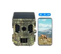 Cámara de sendero de vida silvestre de energía solar 4K 16MP con visión nocturna 1080P activación de movimiento BT WiFi APP habilitada para caza