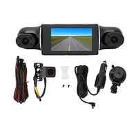 Cámara de Tablero de 4 Canales, Pantalla de 3 Pulgadas HD 1080P Visión Nocturna por Infrarrojos Cámara Grabadora de Automóvil Panorámica de 360 Grados, DashCam Interior