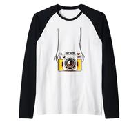 Cámara de turista Falsa Fotógrafo de Vacaciones Divertido Camiseta Manga Raglan