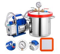 Cámara de vacío 1.8-5Gallon + Bomba refrigerante .8-4CFM Etapa una sola etapa Kit sellador cámara silicona - Tech-Pro(3CFM 2Gallon)