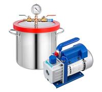 Cámara de vacío 1.8-5Gallon + Bomba refrigerante .8-4CFM Etapa una sola etapa Kit sellador cámara silicona - Tech-Pro(1.8CFM 2Gallon)