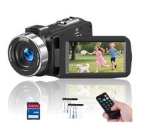 Cámara de vídeo 4K Videocámara 75MP YouTube Vlogging Cámara 64G Tarjeta SD y 2 Baterías Zoom Digital 18X Cámara Webcam Rotación de 270 grados Grabación de pantalla mientras carga la cámara de video