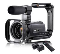 Cámara de Video, Cámara de vídeo 4K de 48MP, videocámara con Zoom 16X de 3,0 "con micrófono, Pantalla táctil Vlogging, visión Nocturna IR, Wi-Fi, cámaras Vlog Web(Nero)